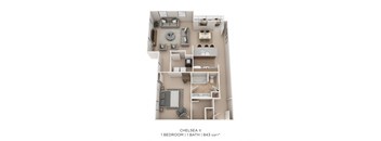 a 1 bedroom floor plan  chelsea  2100 sq ft