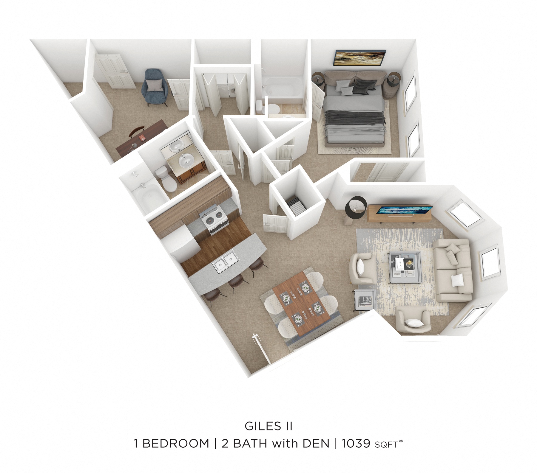 1 Bedroom 2 Bath