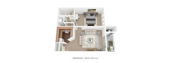 a 1 bedroom floor plan with a bathroom