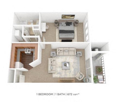 a 1 bedroom floor plan with a bathroom