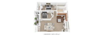 a bedroom floor plan with a bathroom and a living room