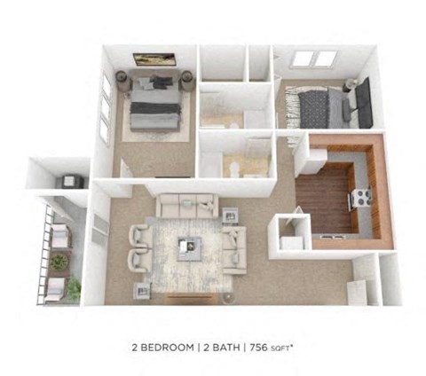 a 3d rendering of a floor plan with a bedroom