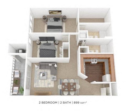 a bedroom floor plan with a bathroom and a living room