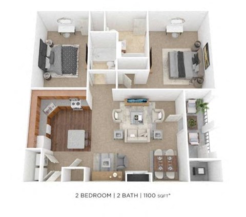 a room with a bedroom and a living room