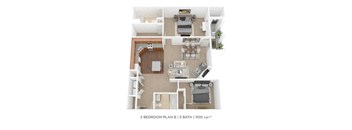 a bedroom floor plan with a bathroom and a living room