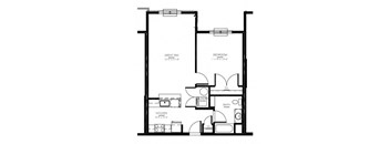A black and white floor plan of a house with labeled rooms.