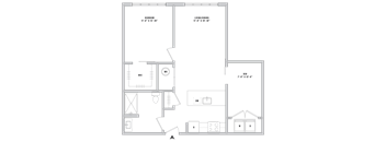 A floor plan of a house with rooms labeled in a foreign language.