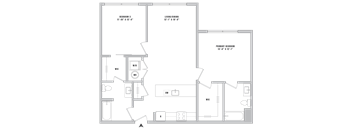 A floor plan of a house with labeled rooms and dimensions.