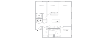 A floor plan of a house with labeled rooms and dimensions.