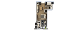 bedroom floor plan of a 2100 sq ft roommates apartment