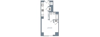 a floor plan of a small house with a bedroom and a living room