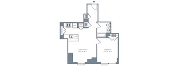 a floor plan of a 1 bedroom floor plan with an attic and a staircase