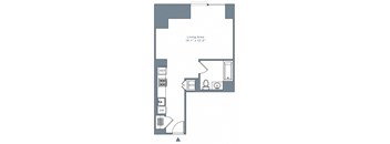 a floor plan of a small house with a bedroom and a living room