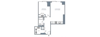 a floor plan of a house with a bedroom and a living room