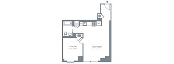 a floor plan of a house with a bedroom and a living room
