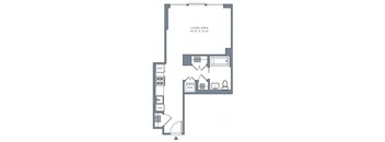 a floor plan of a small house with a bedroom and a living room