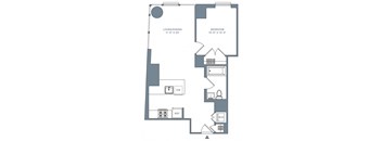 a floor plan of a bedroom apartment with a loft and a staircase