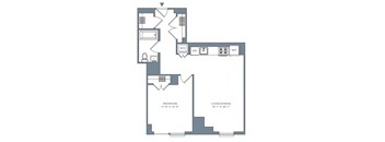 a floor plan of a house with a bedroom and a living room