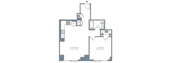 a floor plan of a 1 bedroom floor plan for an open floor plan with stairs