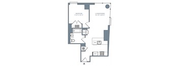 a floor plan of a small house with a bedroom and a living room