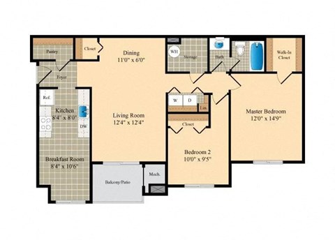 three bedroom floor plan of a 2100 sq ft home