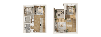 A floor plan of a two bedroom apartment.