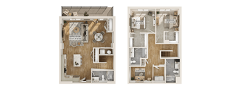 A floor plan of a two bedroom apartment.