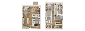 A floor plan of a two bedroom apartment.
