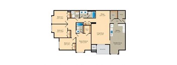 three level floor plan of a home with bedrooms and a garage