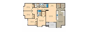 three bedroom floor plan of a 2100 square foot house