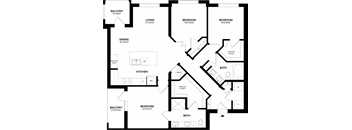 A black and white image of a house floor plan with labeled rooms.