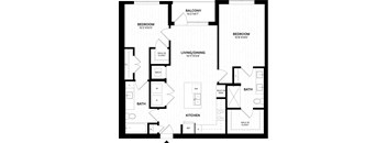 A black and white image of a floor plan for a home.