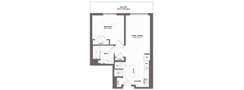 a floor plan of a unit with a bedroom and a bathroom