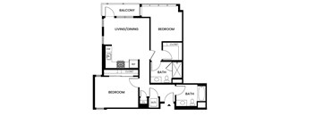 A black and white image of a floor plan for a home.