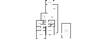 A floor plan of a house with a garage attached.