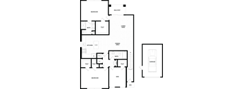 A floor plan of a house with a garage.