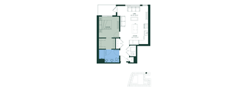a floor plan of a home with a bedroom and a living room