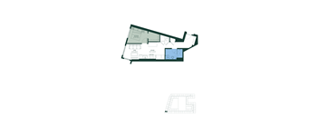 a floor plan of a residence with a bedroom and a living room