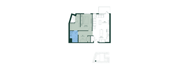 a floor plan of a home with a bedroom and a living room