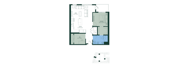 a floor plan of a house with bedrooms and a living room
