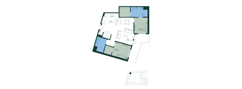 a floor plan of a home with a bedroom and a living room
