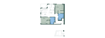 a floor plan of a house with bedrooms and a large terrace