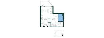a floor plan of a house with bedrooms and a living room