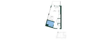 a floor plan of a small floor plan with a bedroom and a bathroom