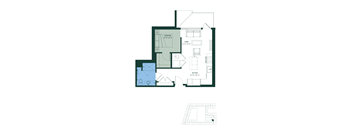 a floor plan of a home with a bedroom and a living room