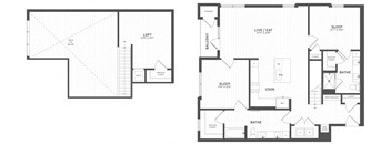 the floor plans of two duplex residences