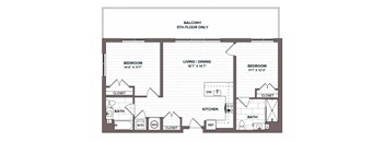 a floor plan of a bedroom apartment with a bathroom and a living room