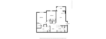 A floor plan of a house with a study, two bedrooms, a living room, a dining room, a kitchen, a bathroom, and a cloakroom.