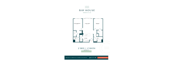 A Bay House Emerville floor plan with two bedrooms and two bathrooms.