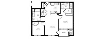 A black and white floor plan of a house with labeled rooms.